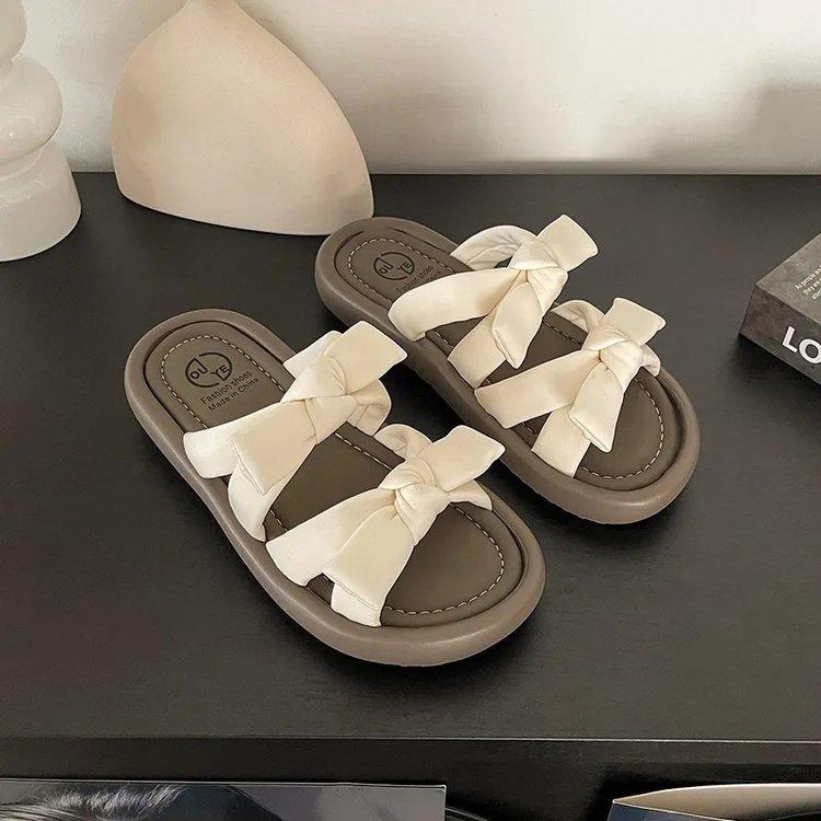 

Popular fashion style bow cool slippers women s models in the summer of 2025 new models wear versatile and comfortable one-word drag tide 40