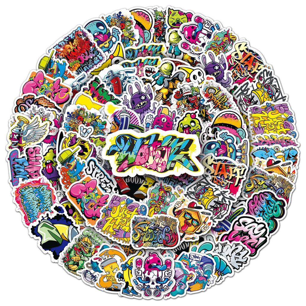 50 Waterproof Graffiti Stickers: Trendy, Creative, DIY for Hand Accounts, Phone Cases, Suitcases