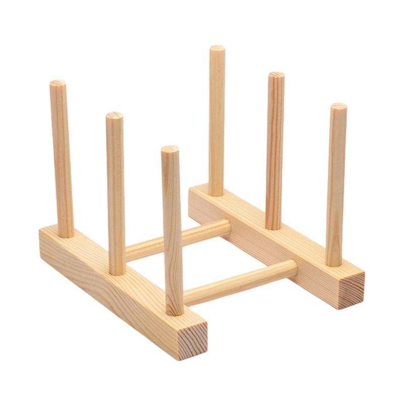 

Natural Wood Dish Drying Rack for Kitchen Countertop Space Saving Cabinet Shelf Organiser for Cups Plates Utensils