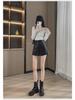 2024 Women's High-Waist PU Leather A-Line Wide-Leg Shorts for Autumn & Winter - Versatile Outdoor Wear