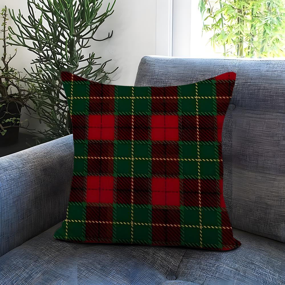 Fashion C-CChristmas Plaid Cushion Cover Comfortable Reversible Pillow Cover Ideal for Car Sofa Bedroom & Beyond
