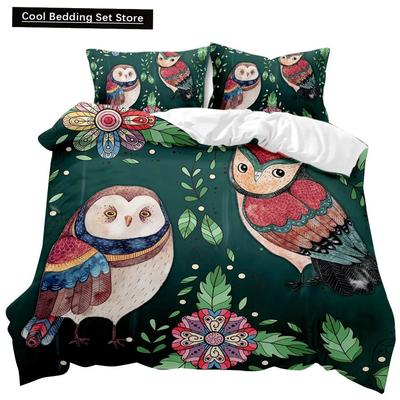 Uil Dekbedovertrek Set Schattige Uil voor Kinderen Jongens Meisjes Schattige Dieren Beddengoed Set Beddengoed Tweepersoons Queen King Size Polyester Dekbedovertrek