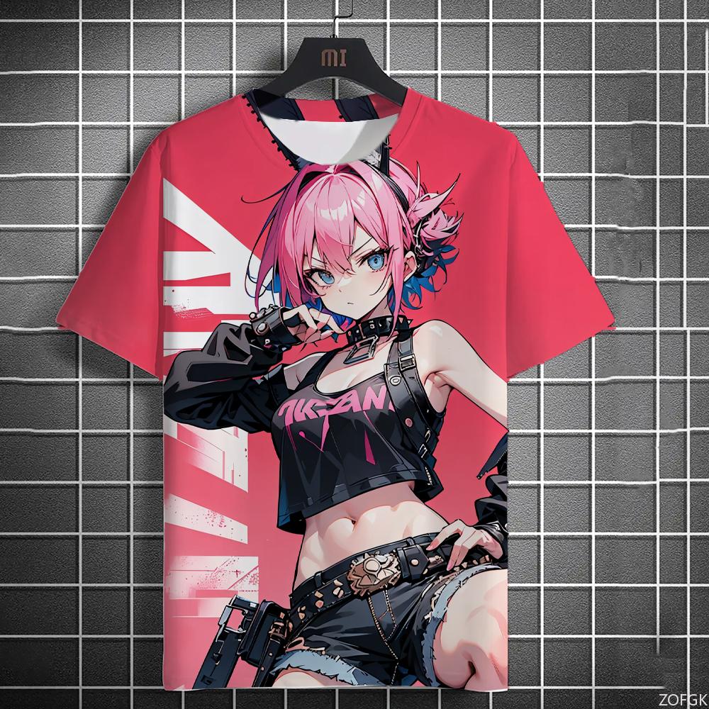 2025 New Men's Casual T-shirt 3d Printing Anime Two-dimensional Graffiti Beauty Print Shortsleeved Street Fashion Round Neck Top