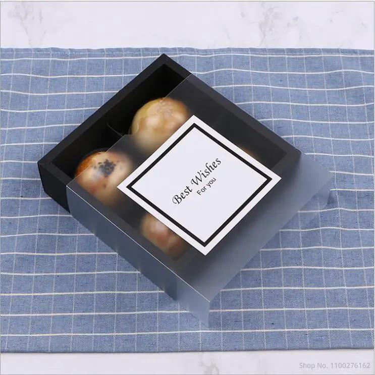 10pcs 4 Holes Kraft Paper Cake Box Moon Cake Souffle Gift Box Frosted Cover Drawer Cupcake Box and Packaging