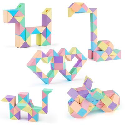 24 / 36 / 48 / 60 / 72 Segment Magic Rule Snake Cubes Macaron Color Variety Folding Stereo Kid
