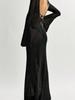 Women's Crochet Long Sleeve Backless Mesh Knit Swimsuit Cover Up Beach Maxi Dress