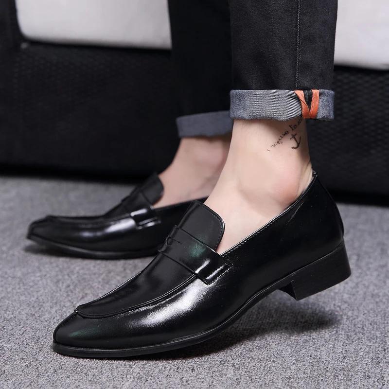 Men's Penny Loafers Slip On Leather Male Casual Office Business Dress Shoes Men Fashion Party Wedding Formal Shoes Footwear