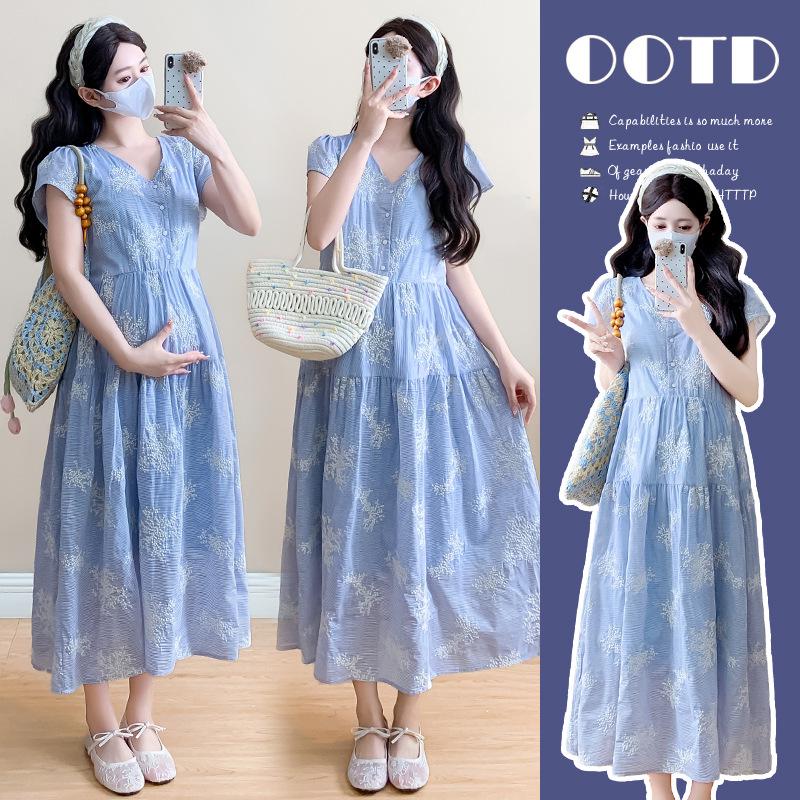2026 Summer Maternity Dress: Fashionable, Slimming, Plus Size Korean Style M