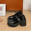 2025 new comfortable and versatile sweet and cool thick heel high heel small leather shoes platform heightening French retro Mary Jane trendy shoes
