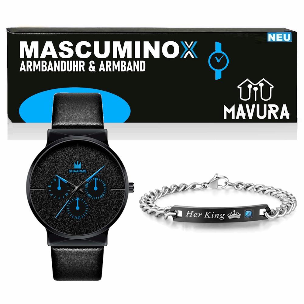 MASCUMINOX Armbanduhr Armband Set Herren Elegant Luxus Business Uhr Geschenk