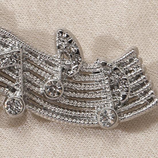 Music Score Brooch Pin for Women, Rhinestones Inlaid Lapel Pin, Brooch Versatile Accessory for Sweaters Collars Hats Bags Coats Scarves