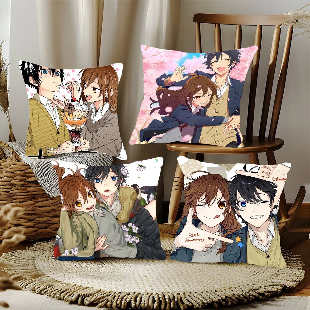Japanese Classic Anime Horimiya Vintage Pillow Case Fashion Square Pillowcase Bedroom Sofa Room Ins Decoration Leisure
