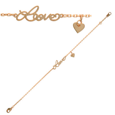 [K3376] - Gold Plated Bracelet 'Love' - 20x8 Mm