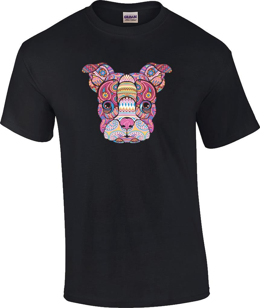 Mosaic Boston Terrier Dog T-Shirt S