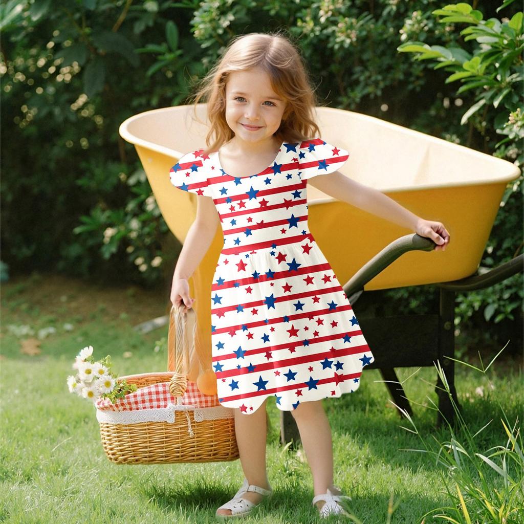 Dívčí šaty s batolecími rukávy, ležérní společenské školní šaty, oblečení pro dívky