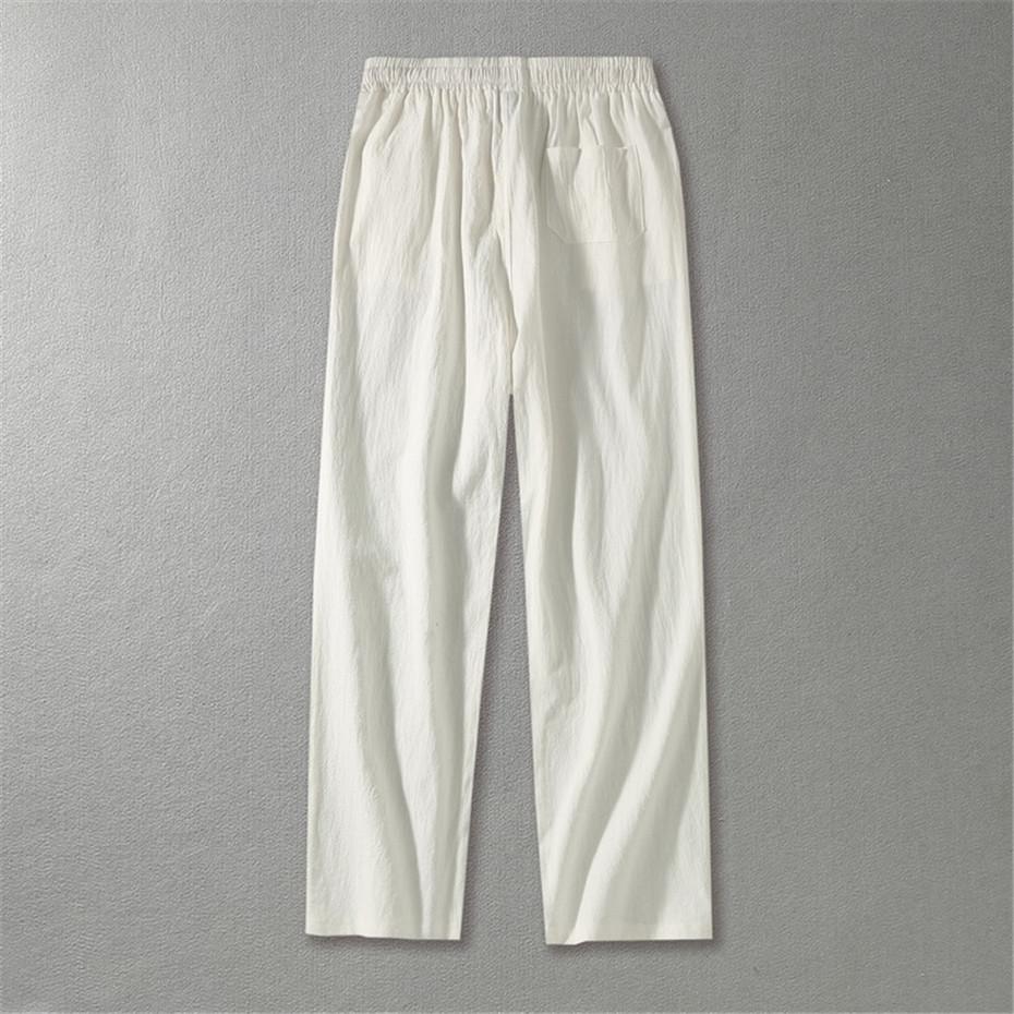 2024 Мужские льняные брюки Мужские летние повседневные однотонные брюки Мужские прямые — фото 6