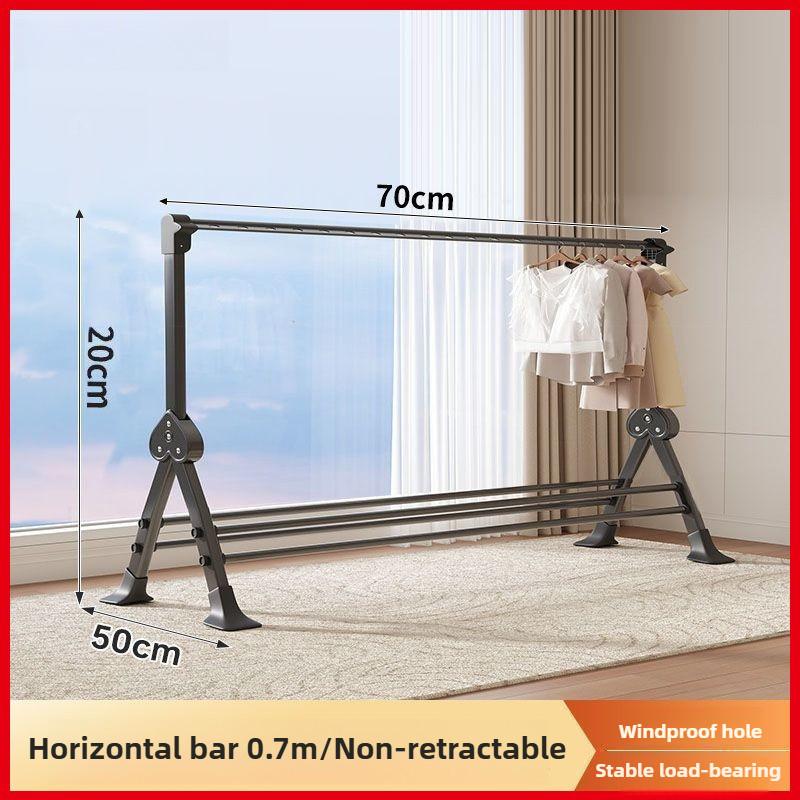 Thickened Aluminum Waterproof Clothes Drying Rod Balcony Retractable Clothes Hanger Household Floor-standing Clothes Drying Rack