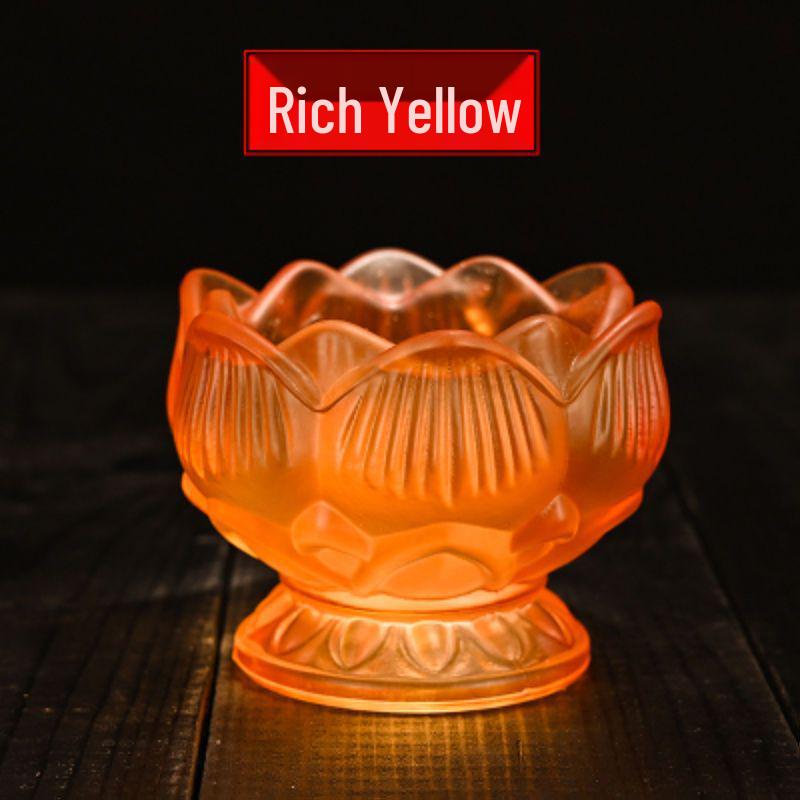 Siebenfarbig glasierter Lotus-Butterlampenhalter mit acht Glückssymbolen - Buddhistisches Kerzenständer-Ornament für Zuhause