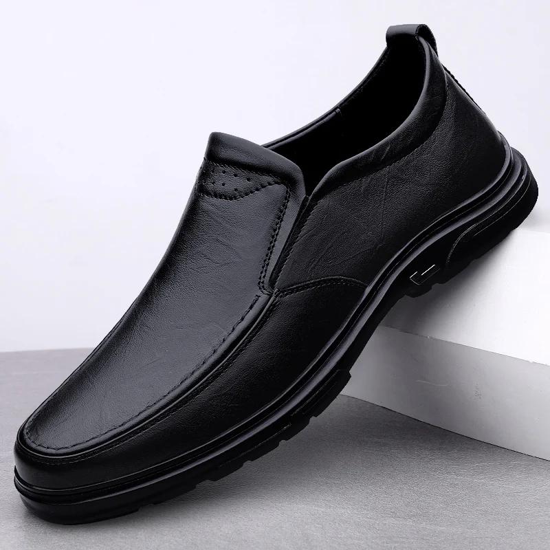 Genuine Leather Men Shoes Slip On Flats Walking Loafers Breathable Outdoor Casual Shoes Man Versatile Office Driving Sneakers