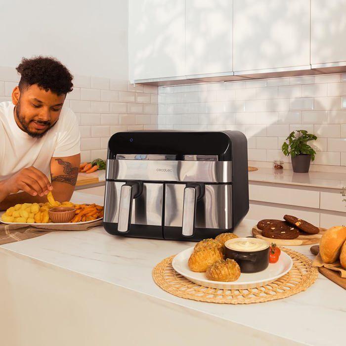 Cecotec friteuse sans huile cecofry advance 9000 inox. air fryer 2800w, 2 plateaux 4,5l, double température