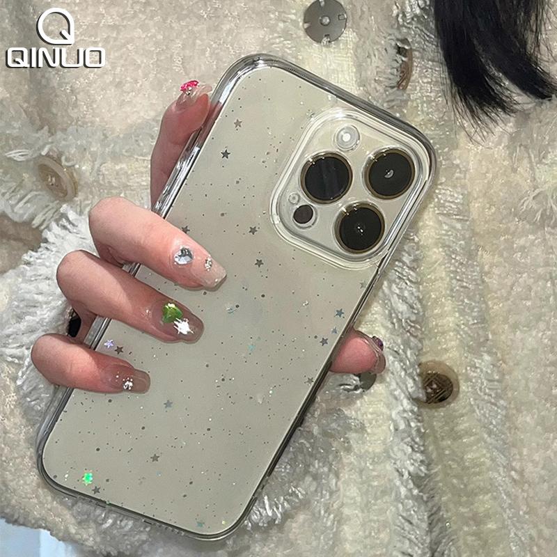 Bling Star Sequins Transparent Case For iPhone 15 14 13 12 11 Pro Max XR X XS Max 7 8 Plus Glitter Powder Sparkle Soft TPU Cover