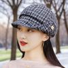 Ladies' Hats Autumn Winter Style Quilted Turn-Up Brim Octagonal Beret Fashionable Ladies' Fashion Beret with Duckbill Brim