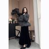 Korean Style Stand Collar Waist-Cinched Jacket & High-Waisted Skirt 2025 Winter Two-Piece Set