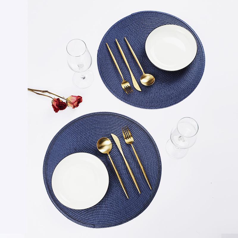 1pc American Style Home Placemat Handmade PP Woven Coffee Dining Table Decoration Mat Diameter 38cm Thermal Insulation Pad