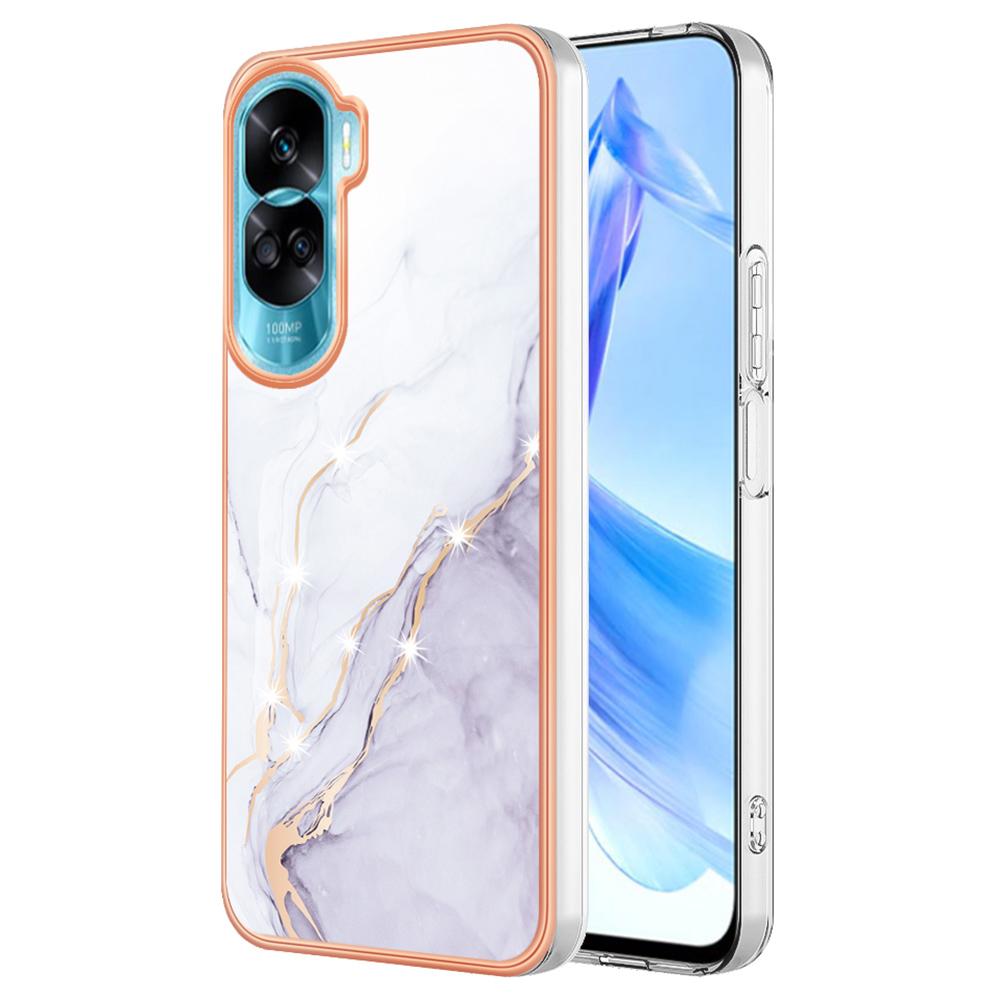 For Honor 90 Lite 5G/X50i 5G TPU Case with IMD Marble Pattern Electroplated Back Cover