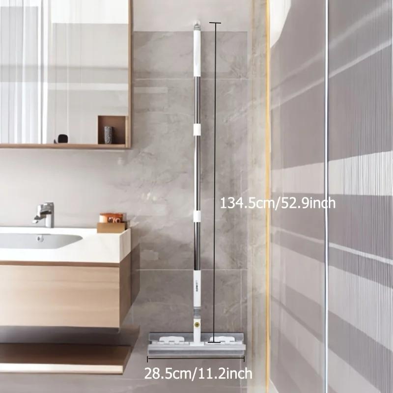 2-in-1 Telescopic Glass Wiper Multi-Functional 180° Ratation with Scraper Mop for Bathroom Outdoor Extended Window Cleaning Tool
