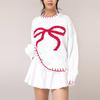 Women's Bow  Sweater Autumn And Winter Lazy Style Loose Warm And Comfortable Pullover Cardigan