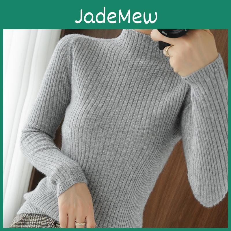 Fashion Yyfs Womens Solid Casual Color Print Plus Size Autumn Winter Long Sleeve Half Turtleneck Slim Sweaters