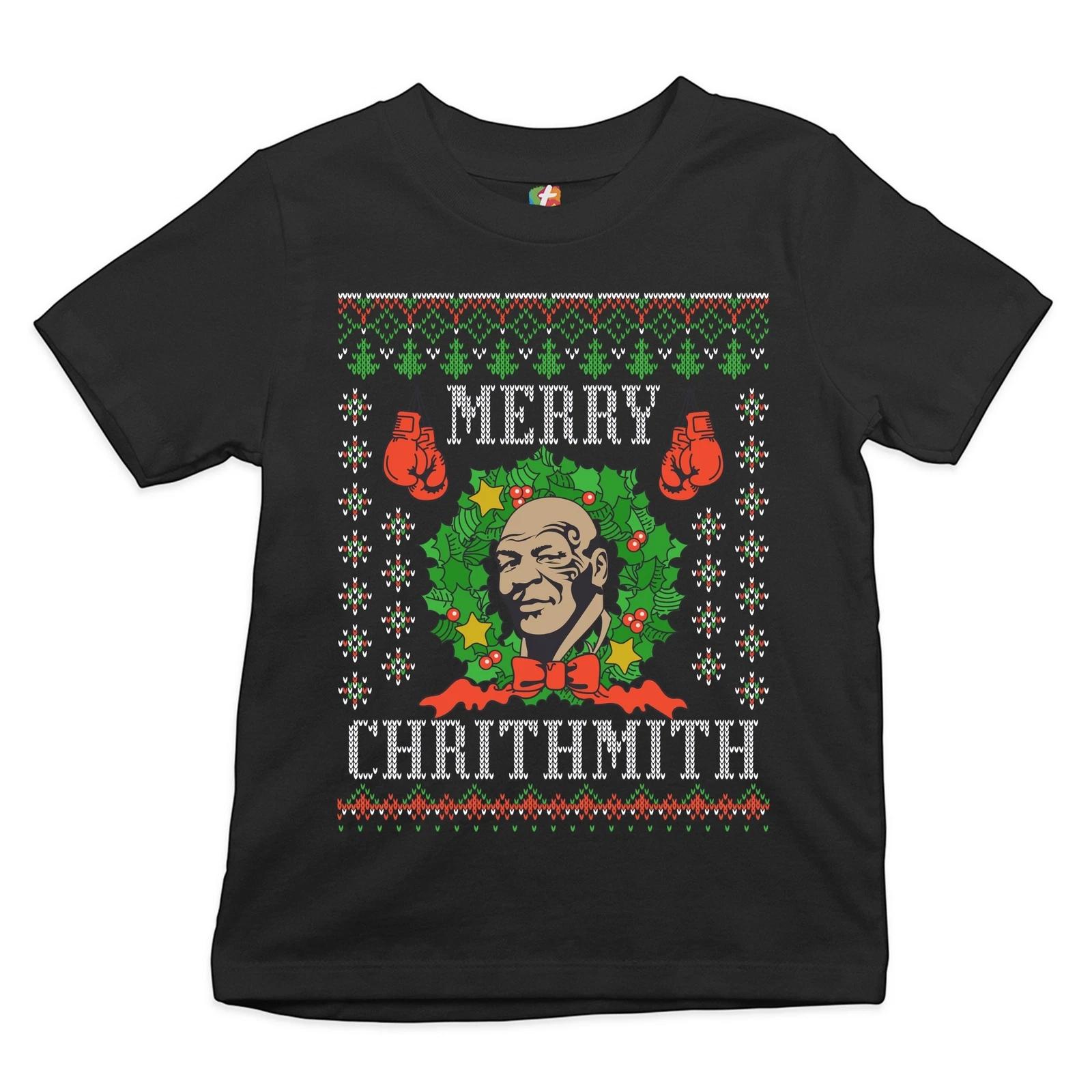 Merry Chrithmith Youth kids boys T-Shirt Mike Tyson Ugly Sweater Theme Christmas Kids 140