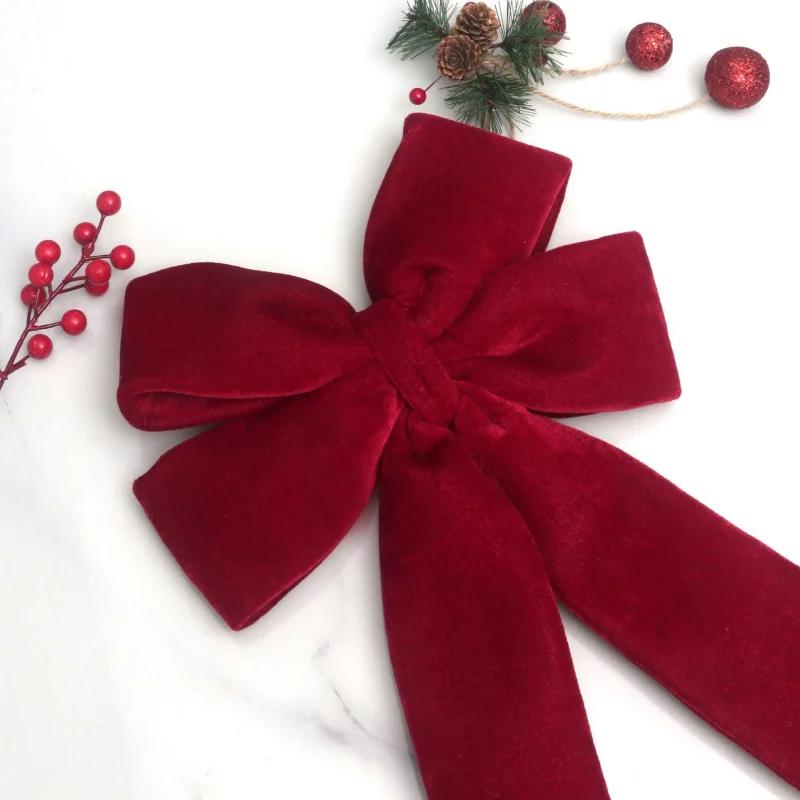 Christmas Big Red Bow Wedding Xmas Party Decoration Velvet Bow Pendant