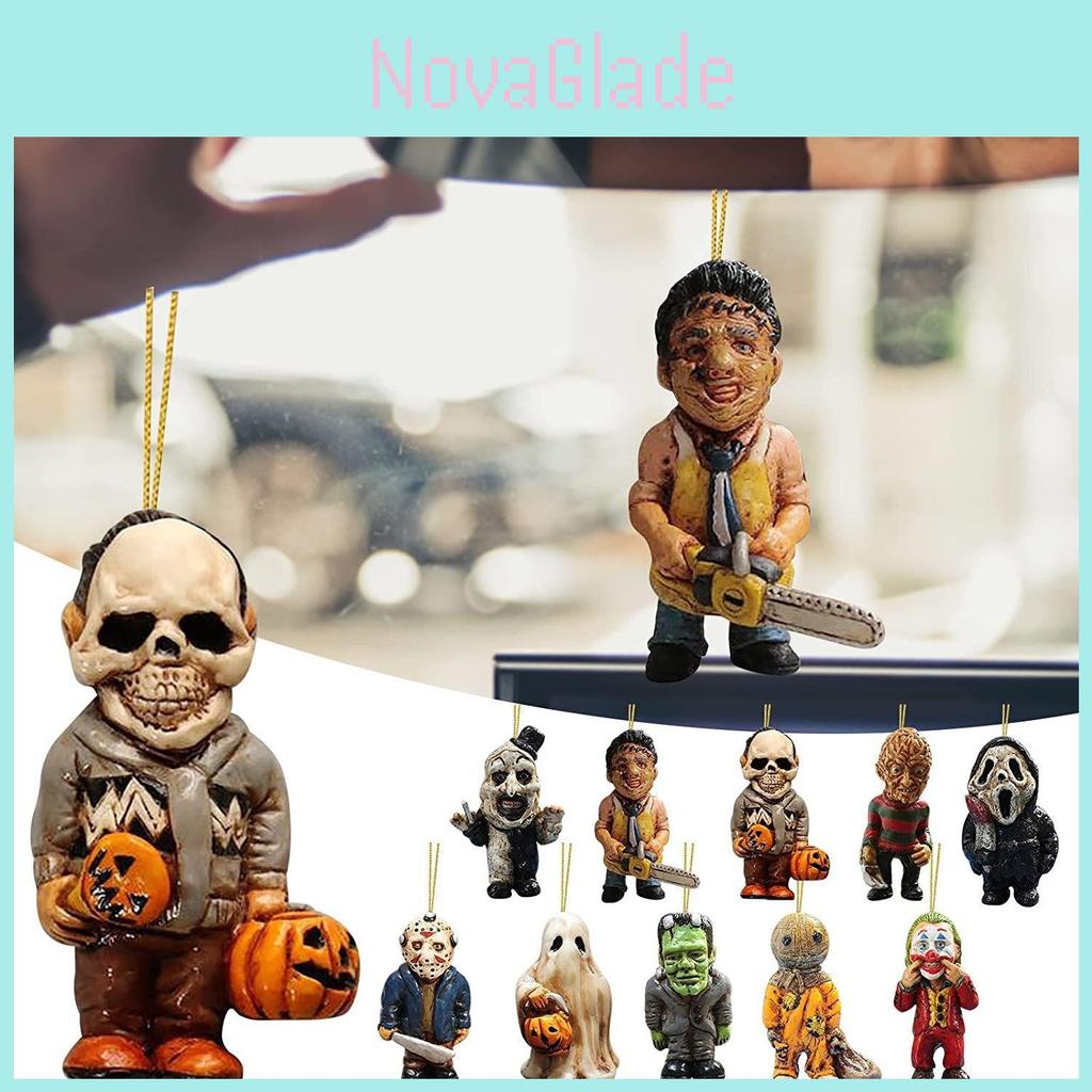 Vintage Acrylic Horror Movie Garden Gnome Rearview Mirror Decoration For Halloween