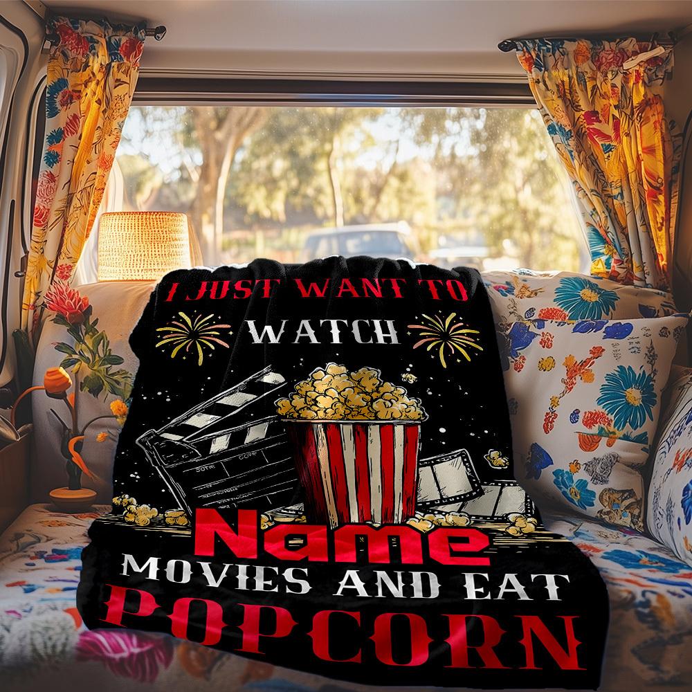 Movie Night Customize Your Name Rv Blanket Comfortable Soft Lightweight Perfect For Travel Camping Picnics Sofas Rvs Beds Living Rooms Gifts For