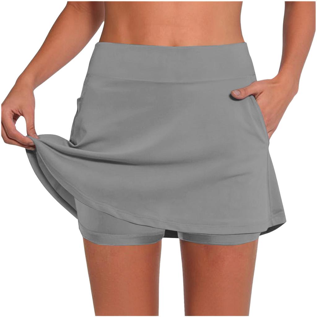 Women's -Color Mid- Pocket Skirt-Pants: Casual Activewear Base Layer