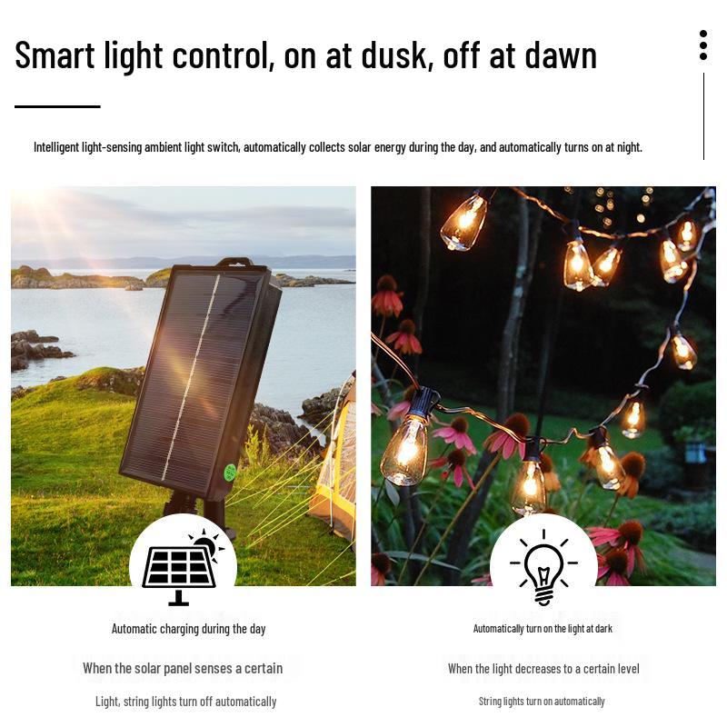 ST38 Solar LED String Lights with USB Charging - Perfect for Courtyard, Decoration, Camping, Outdoor Ambiance