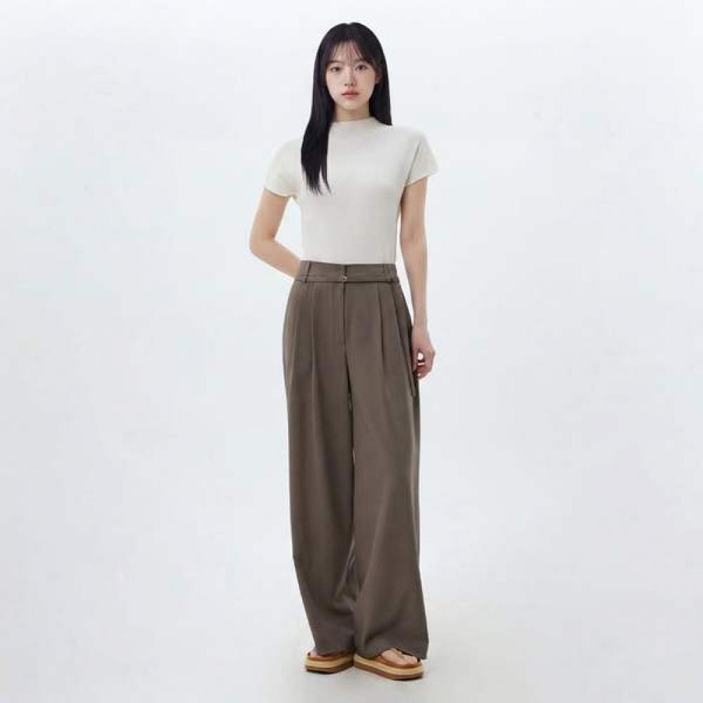 Lap  Set  Two Tuck Belted Wide Pants As2wp464