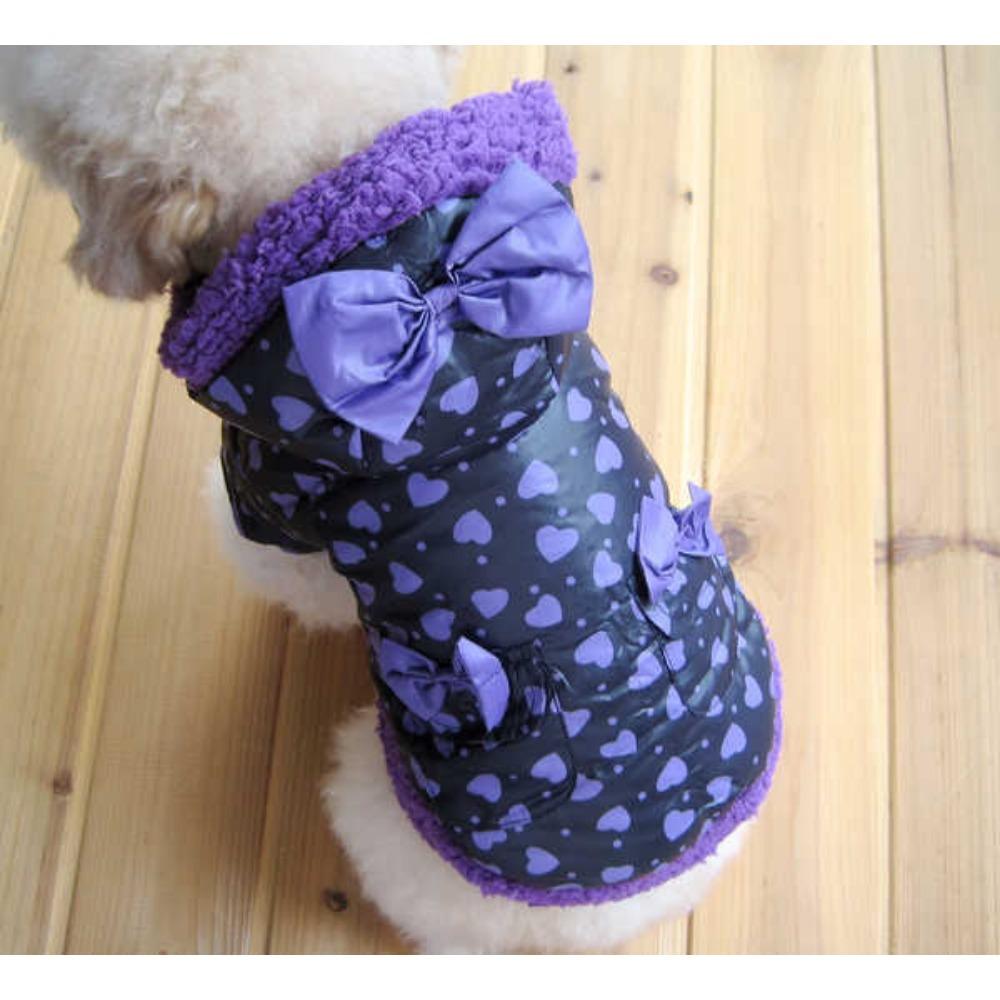 Höst och vinter Teddy Pomeranian valp husdjur vinter katt blommig flygärmar liten hund tvåbent bomullsvadderad klänning