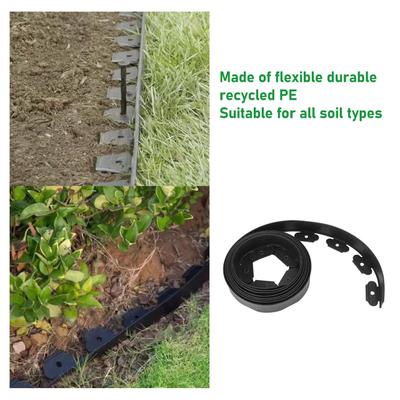 Landscape Edging Kit Lawn Edging Include 15 Spikes PE Garden Edging Border for Landscaping Flower Gardens Lawn