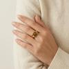 Statement Natural Stone Rings for Women,Stainless Steel Heart Water Drop Geometric Finger Ring,Hip Pop Jewelry Gift