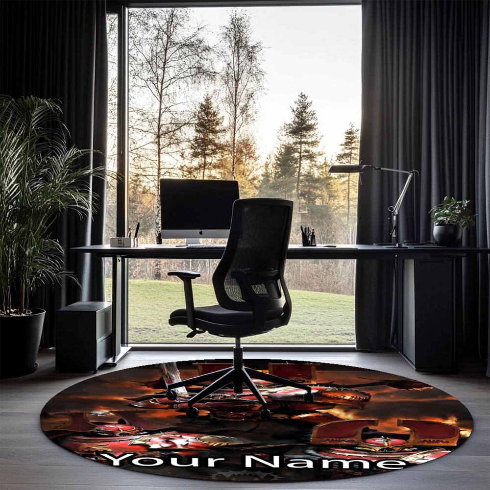 Custom Name Total War Warhammer Printed Round Rug Carpet Chair Rug Area Rug Entryway Doormats,for Office Chair Living Room Bedroom Kitchen Room.