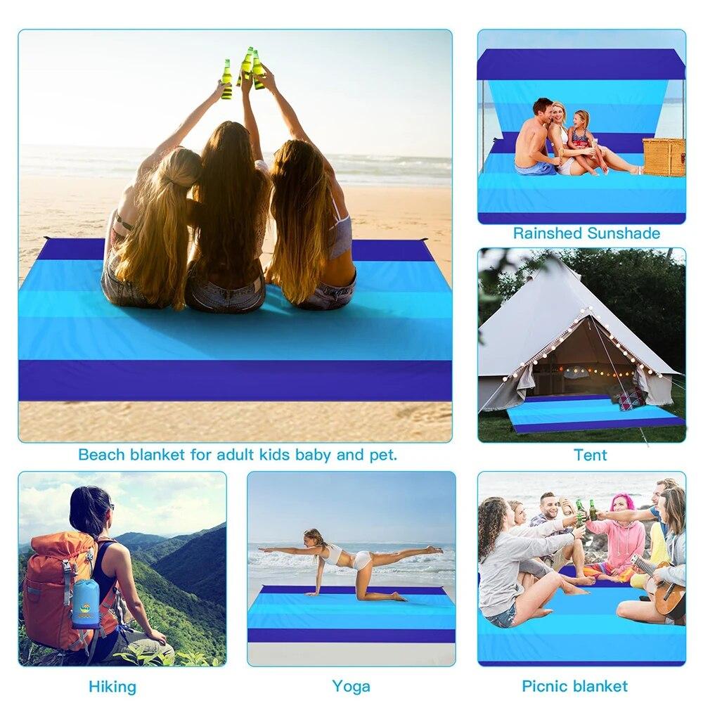 Beach Blanket Waterproof and Sandproof Large 2-3 Adult Light Picnic Mat Travel Camping Hiking Beach Blanket
