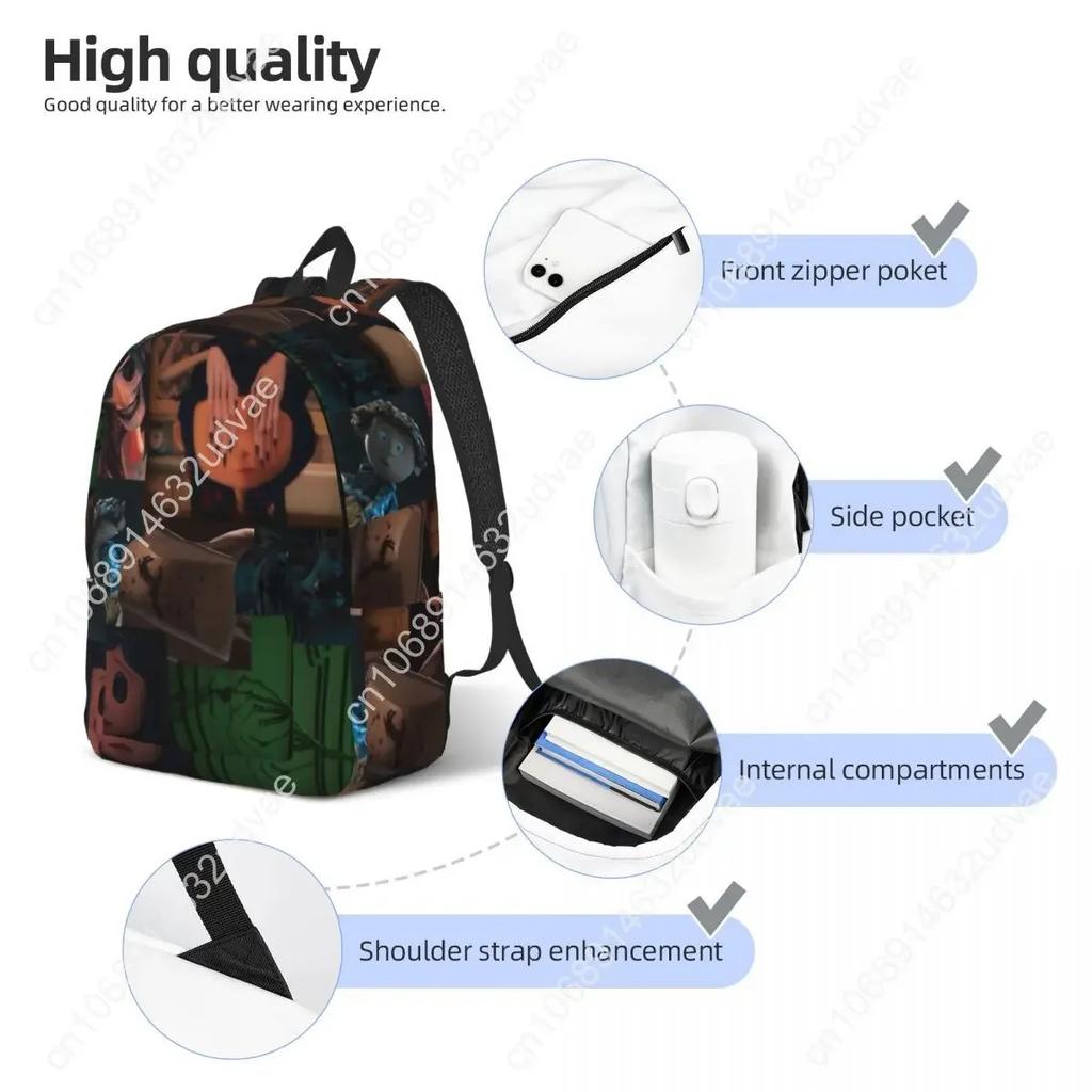 Coralines Cartoon Movies Collage Backpack for Men Women High School Work Daypack Other Mother Eyes Laptop Computer Canvas Bags