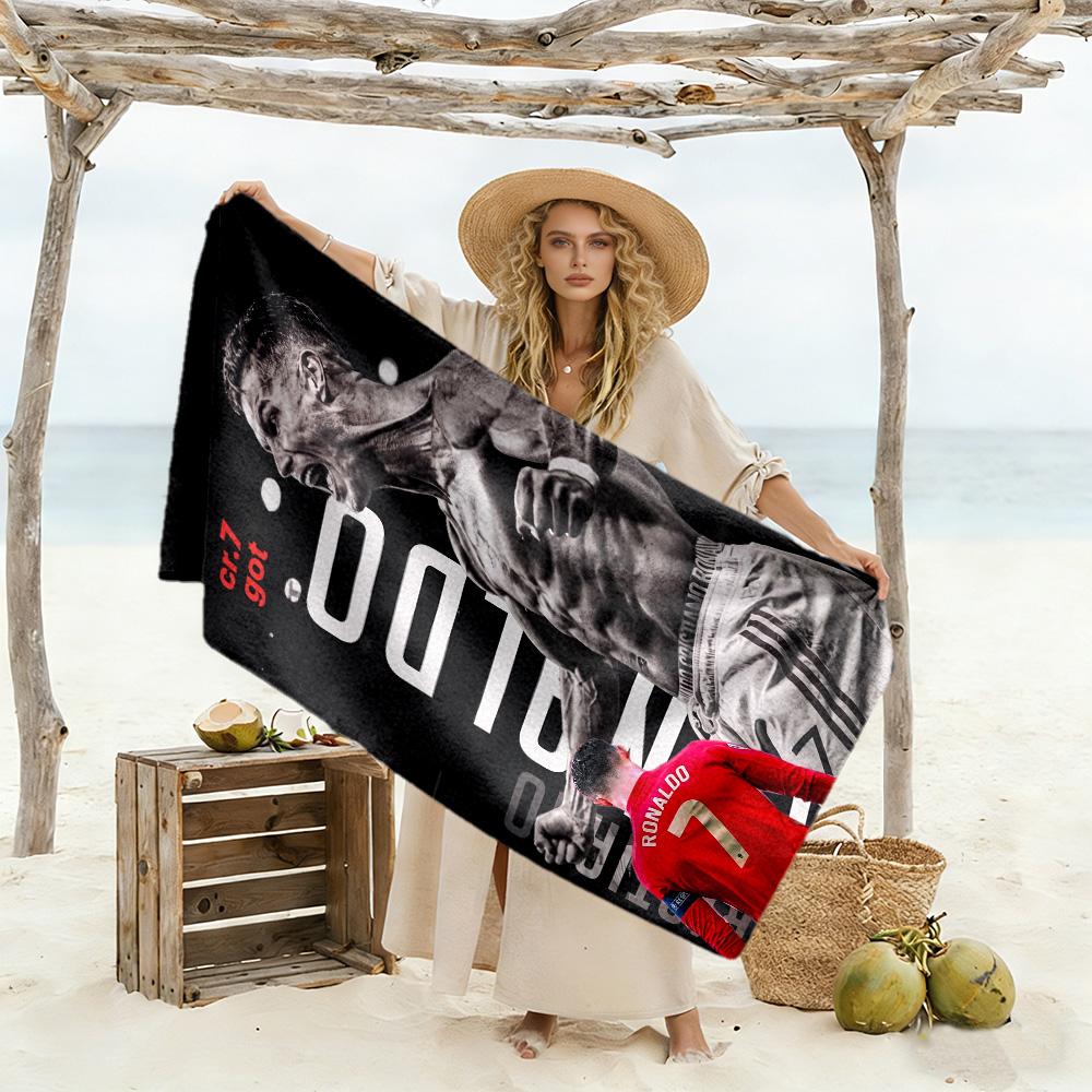Ronaldo's Fitness Journey Beach Towel Super Soft & Absorbent Comfortable Lightweight Perfect for Traveling Yoga Camping and Swimming