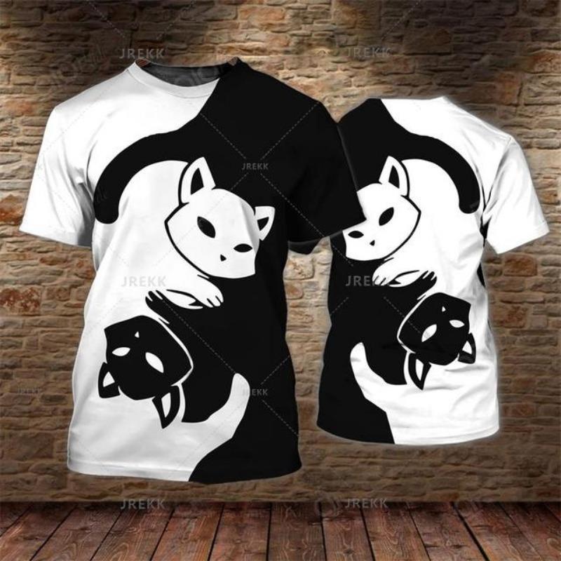 

Чоловіча футболка з 3D-принтом Футболка з малюнком Pet Cat Графічний чоловічий одяг Літні футболки з короткими рукавами Повсякденна смішна вулична одяг 6XL