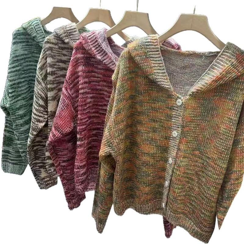 Autumn Coat New Top Women's High-end Retro Sweater Women's Hooded Women's Cardigan Knitted