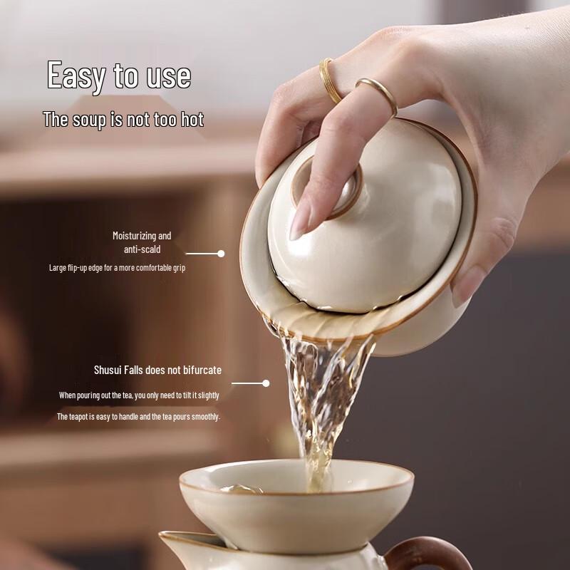 Shangyanfang Ru Kiln Ceramic Kung Fu Tea Set with Tray