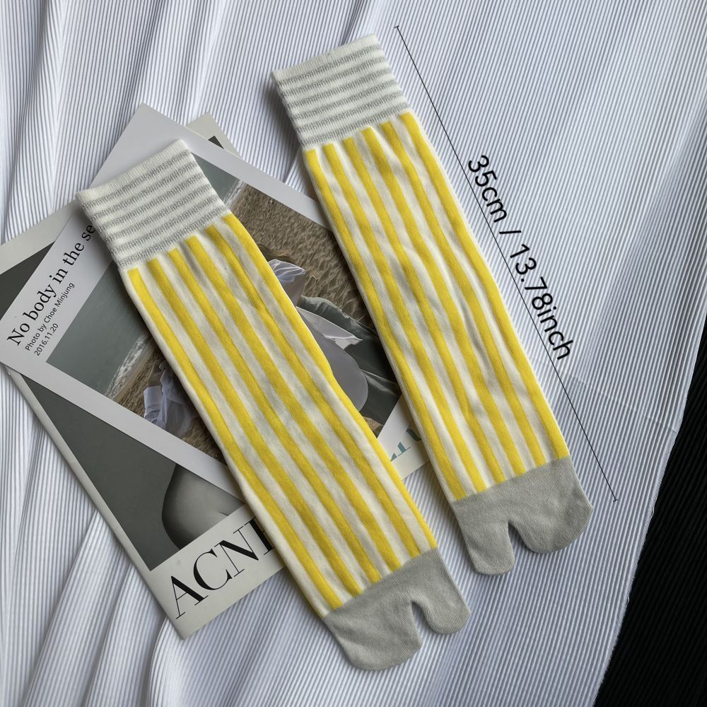 Colorful Split Toe Socks Striped Women's Tabi Socks Fashion Toe Socks